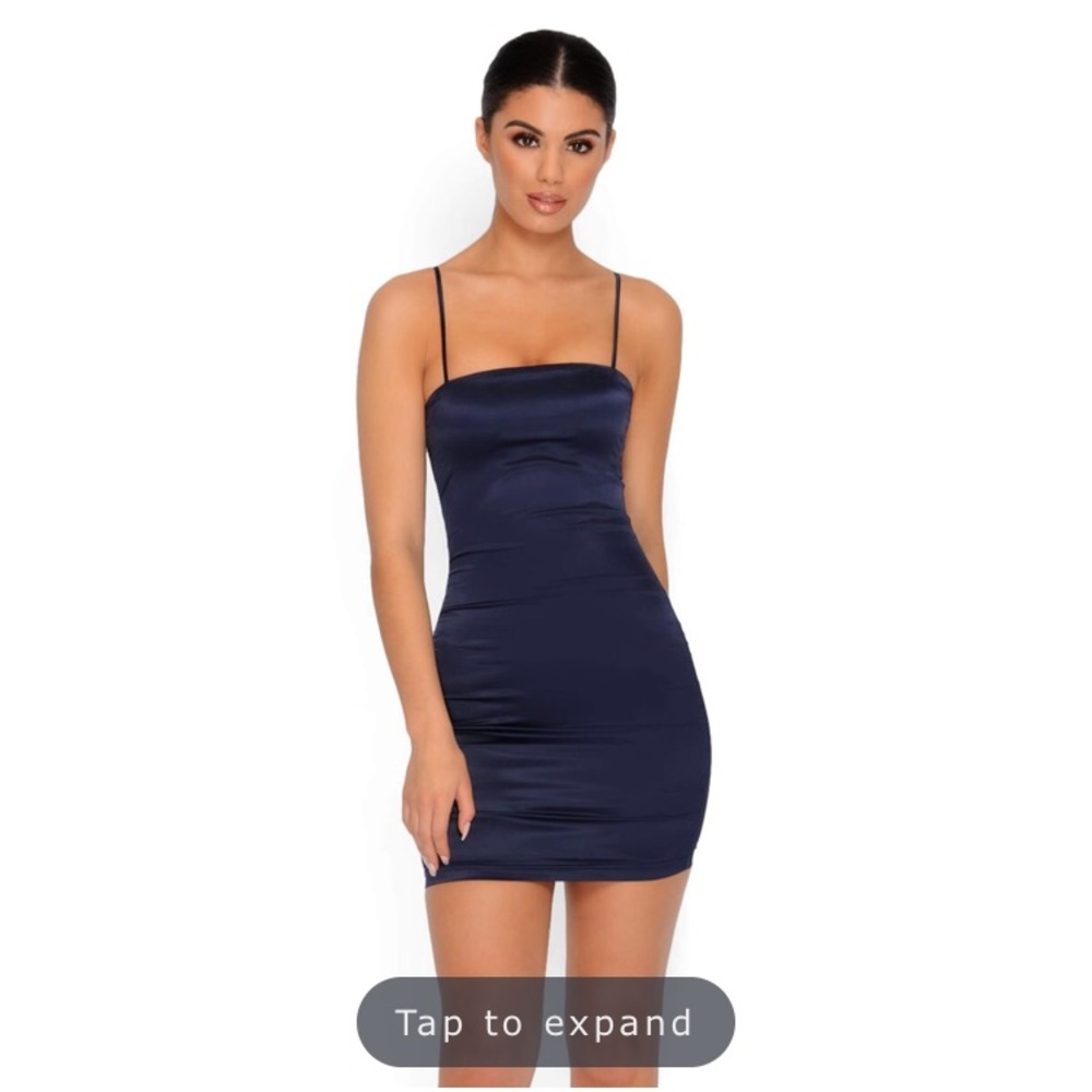 Oh Polly navy satin dress